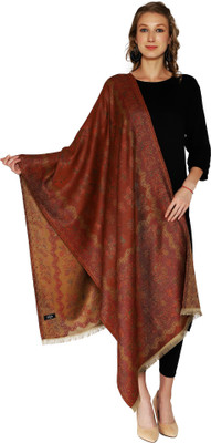 swi stylish Wool Embroidered Women Shawl(Brown)