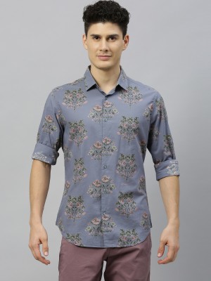 RARE RABBIT Men Printed Casual Grey Shirt