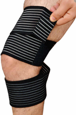 GymWar Elastic Knee Compression Bandage Wraps Support Knee Support(Black)