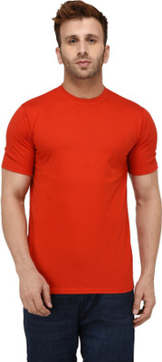Restore Solid Men Round Neck Red T-Shirt