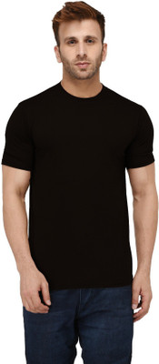 Restore Solid Men Round Neck Black T-Shirt