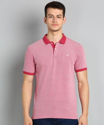 PARK AVENUE Self Design Men Polo Neck Pink T-Shirt
