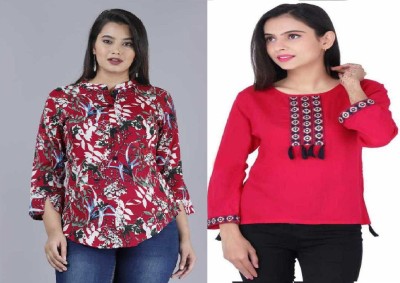 Kevat Gems Casual Embroidered Women Multicolor Top