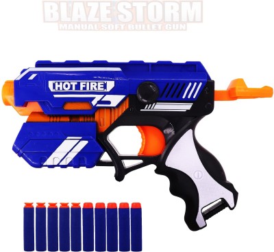 AZEENA Blaze Storm Manual Soft Bullet Gun Toy With 10 Foam Bullets For Kids And Adults | Toy Blaster Guns For Boys With Long Range And High Power | Shooting Games | Best Gift For Children | Pistol Toys Guns & Darts(Multicolor)