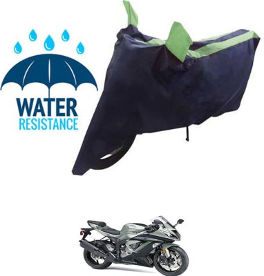 RONISH Waterproof Two Wheeler Cover for Kawasaki(Ninja ZX-6R, Black, Green)