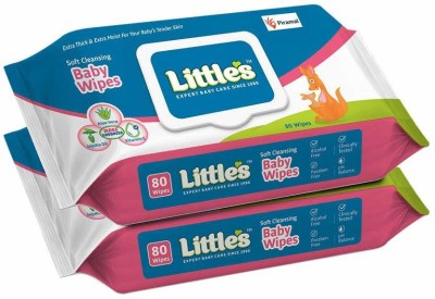 Little's Soft Cleansing Baby Wipes Lid, 80 Wipes (Pack of 2)(2 Wipes)