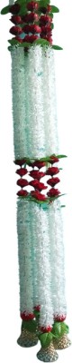 SHREYA-FASHION White, Red Jasmine, Rose Artificial Flower For Decoration White, Red Jasmine, Rose Artificial Flower(60 inch, Pack of 5, Garlands)