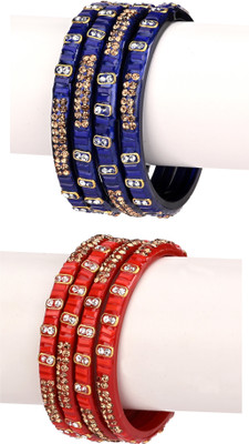 AFAST Glass Enamel Bangle Set(Pack of 8)