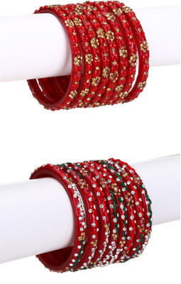 Somil Glass Beads, Crystal Bangle Set(Pack of 8)