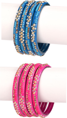 AFAST Glass Enamel Bangle Set(Pack of 8)