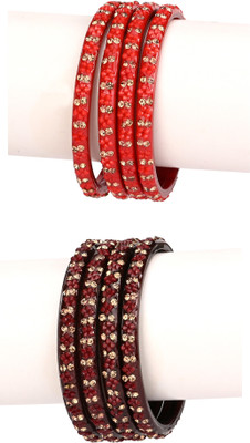 AFAST Glass Enamel Bangle Set(Pack of 8)