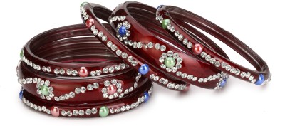 Somil Glass Crystal Bangle Set(Pack of 6)