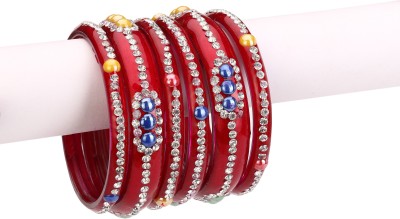 Somil Glass Crystal Bangle Set(Pack of 6)