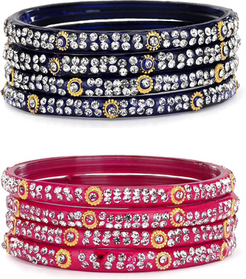 Somil Glass Beads, Crystal Bangle Set(Pack of 8)
