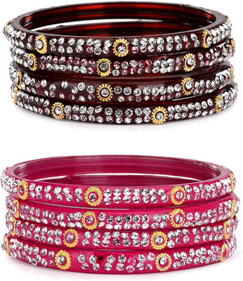 AFAST Glass Enamel Bangle Set(Pack of 8)