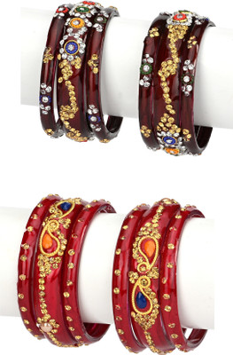 1st Time Stone Enamel Bangle Set(Pack of 10)