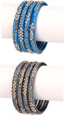 Somil Glass Beads, Crystal Bangle Set(Pack of 8)