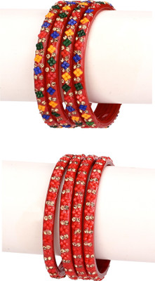 1st Time Glass Enamel Bangle Set(Pack of 8)