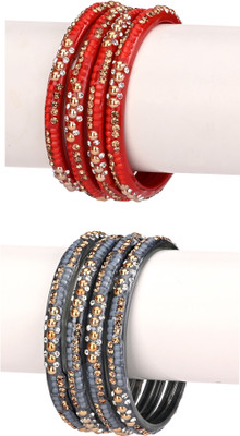 Somil Glass Beads, Crystal Bangle Set(Pack of 8)