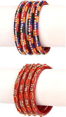 Somil Glass Beads, Crystal Bangle Set(Pack of 8)