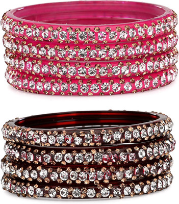 AFAST Glass Enamel Bangle Set(Pack of 8)
