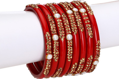 Somil Glass Crystal Bangle Set(Pack of 8)