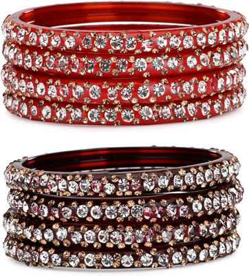 Somil Glass Beads, Crystal Bangle Set(Pack of 8)