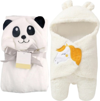 BRANDONN Embroidered Crib Wearable Blanket for  AC Room(Microfiber, White Panda, Unicorn White)
