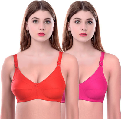 PIBU Ruby Women Minimizer Non Padded Bra(Red, Pink)