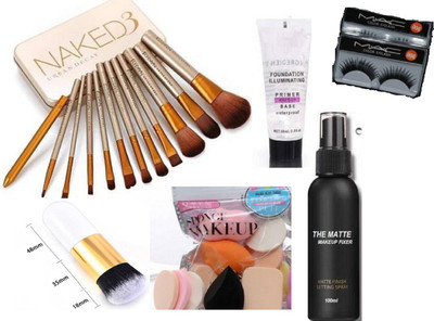 grasp 12 pcs brush +Makeup Puff Blender +Foundation Brush+Fixer + Primer+eyelashes