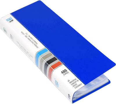 WeKonnect Blue Business Visiting Card Book Case Organizer, Portable Holder Binder File Sleeve Storage, Holds 480 Card Holder(Set of 1, Blue)