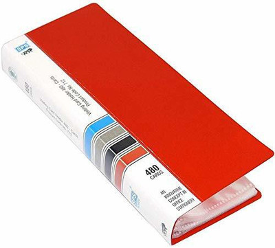 WeKonnect Red Business Visiting Card Book Case Organizer, Portable Holder Binder File Sleeve Storage, Holds 480 Card Holder(Set of 1, Multicolor)