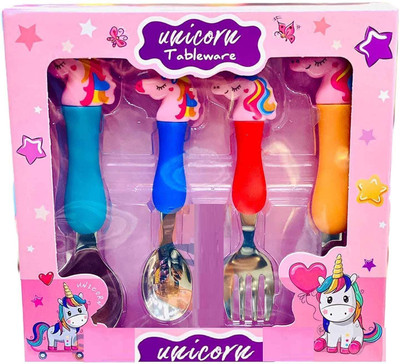Karoli Collection unicorn spoon Plastic, Steel Cutlery Set(Pack of 4)