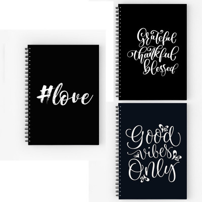 Art Bundle Motivational Quote A5 Size Wiro Bound Spiral Notebook Diary ( 90 GSM Natural Shade Paper )-Pack of 3 A5 Notebook no 160 Pages(Multicolor, Pack of 3)