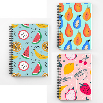 Art Bundle Watermelon Pattern A5 Size Wiro Bound Spiral Notebook Diary ( 90 GSM Natural Shade Paper )-Pack of 3 A5 Notebook Unruledo 160 Pages(Multicolor, Pack of 3)
