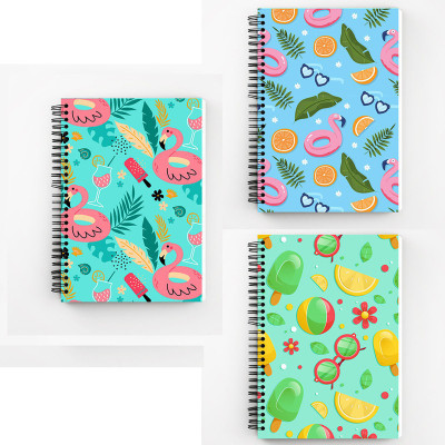 Art Bundle Beach Pattern A5 Size Wiro Bound Spiral Notebook Diary ( 90 GSM Natural Shade Paper )-Pack of 3 A5 Notebook no 160 Pages(Multicolor, Pack of 3)