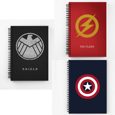 Art Bundle Captain America A5 Size Wiro Bound Spiral Notebook Diary ( 90 GSM Natural Shade Paper )-Pack of 3 A5 Notebook no 160 Pages(Multicolor, Pack of 3)