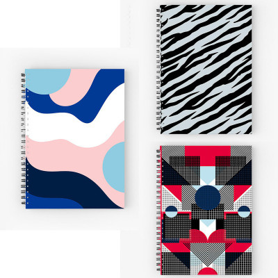 Art Bundle Colorful Pattern A5 Size Wiro Bound Spiral Notebook Diary ( 90 GSM Natural Shade Paper )-Pack of 3 A5 Notebook no 160 Pages(Multicolor, Pack of 3)