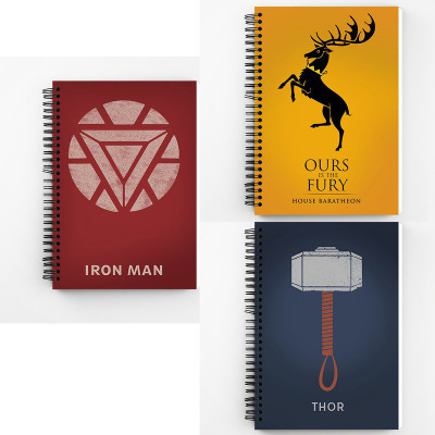Art Bundle Thor Pattern A5 Size Wiro Bound Spiral Notebook Diary ( 90 GSM Natural Shade Paper )-Pack of 3 A5 Notebook no 160 Pages(Multicolor, Pack of 3)