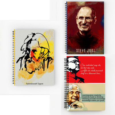 Furnish Marts Famous Quote A5 Size Wiro Bound Spiral Notebook Diary ( 90 GSM Natural Shade Paper )-Pack of 3 A5 Notebook Unruled 160 Pages(Multicolor, Pack of 3)