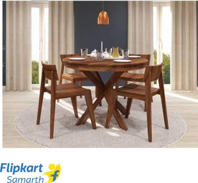 Divine Arts Solid Wood 4 Seater Dining Table With 4 Chairs Dining Room Furniture/Hotel Solid Wood 4 Seater Dining Set(Finish Color -Natural Brown, DIY(Do-It-Yourself))
