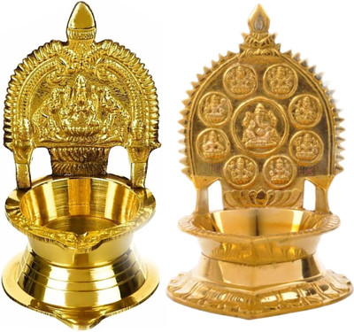 Magic's Max Brass (Pack of 2) Table Diya Set(Height: 4 inch)