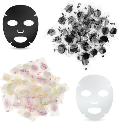 Anayo Bamboo Charcoal Compressed Face Mask and Fabric DIY Facial Sheet Mask 25 White 25 Black(50 g)