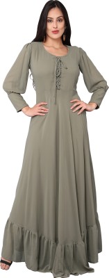 BEELEE TYPS Women Fit and Flare Grey Dress