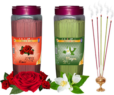 Shankh Rose & Mogra Agarbatti (Incense Stick) Pack of 1000 gram (500 + 500) Fragrances Rose, Mogra(500 g, Set of 2) Shankh Rose & Mogra Agarbatti (Incense Stick) Pack of 1000 gram (500 + 500) Fragrances Rose, Mogra(500 g, Set of 2)