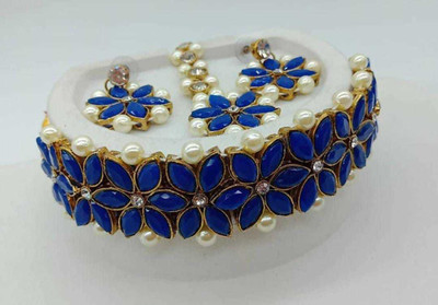 SAB Alloy Gold-plated Blue Jewellery Set(Pack of 1)