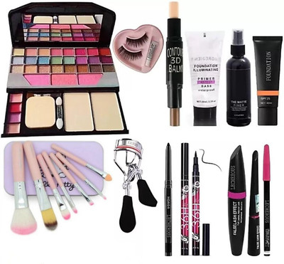 Maived 7pcs Makeup Brush set with TYA makeup kit,3D countor stick,Primer,Fixer, high quality foundation, kajal,Waterproof 36H Sketch eyeliner and 3in1 Combo set,eyelashes curler and eyelashes with glue (Pack Of 11)(12 Items in the set) Maived 7pcs Makeup Brush set with TYA makeup kit,3D countor stick,Primer,Fixer, high quality foundation, kajal,Waterproof 36H Sketch eyeliner and 3in1 Combo set,eyelashes curler and eyelashes with glue (Pack Of 11)(12 Items in the set)