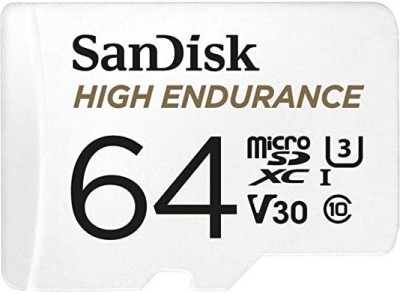 SanDisk High Endurance Card For dash cams and home security cameras 64 GB MicroSDXC Class 10 100 MB/s  Memory Card(With Adapter)