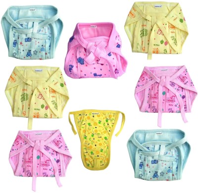 Kidsify Baby Cloth Nappies Triple Layer Cotton Cloth Diapers, Extra Padded- Extra Absorbent, Quick-Dry Adjustable Washable Reusable Langot Nappies Padded (Pack of 8)
