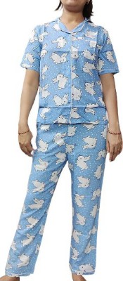 RC DESIGNS Girls Printed Blue Night Suit Set